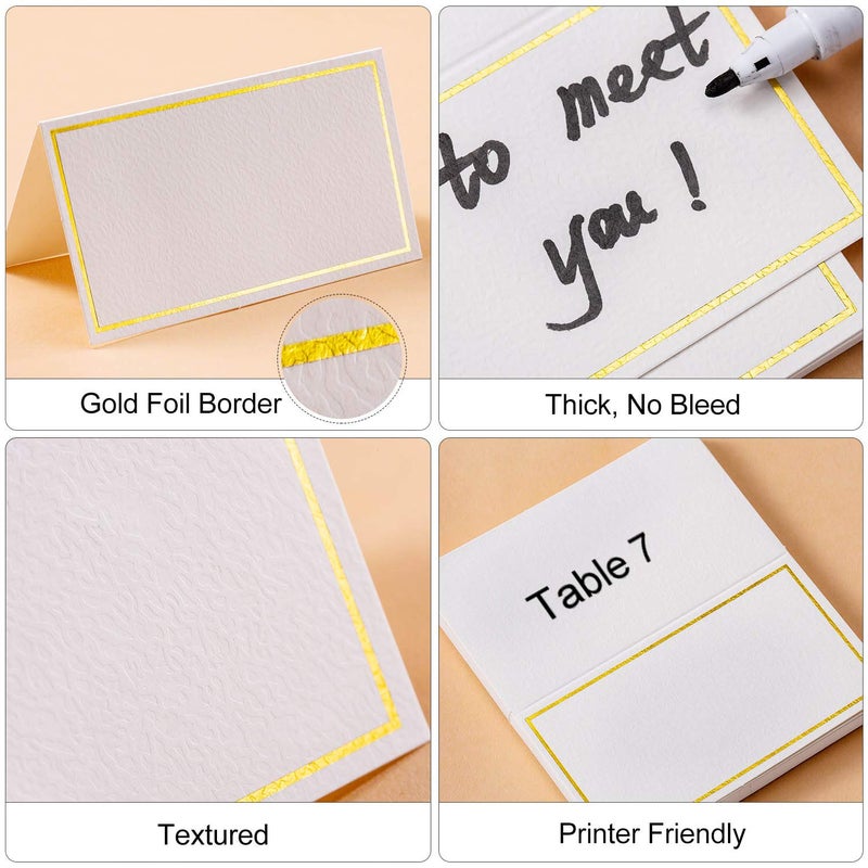 Toncoo 100Pcs Premium Place Cards  Small Table Cards with Gold Foil Border  Escort Cards  Name Cards  Wedding Place Cards for Wedding  Table  Dinner Parties  Seating Cards  2"" x 3.5"" - Image 3